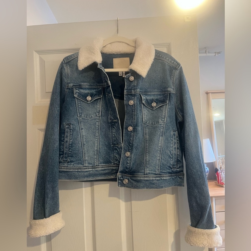 Paige Jean Jacket with Fur Detail Size Medium, Never Worn